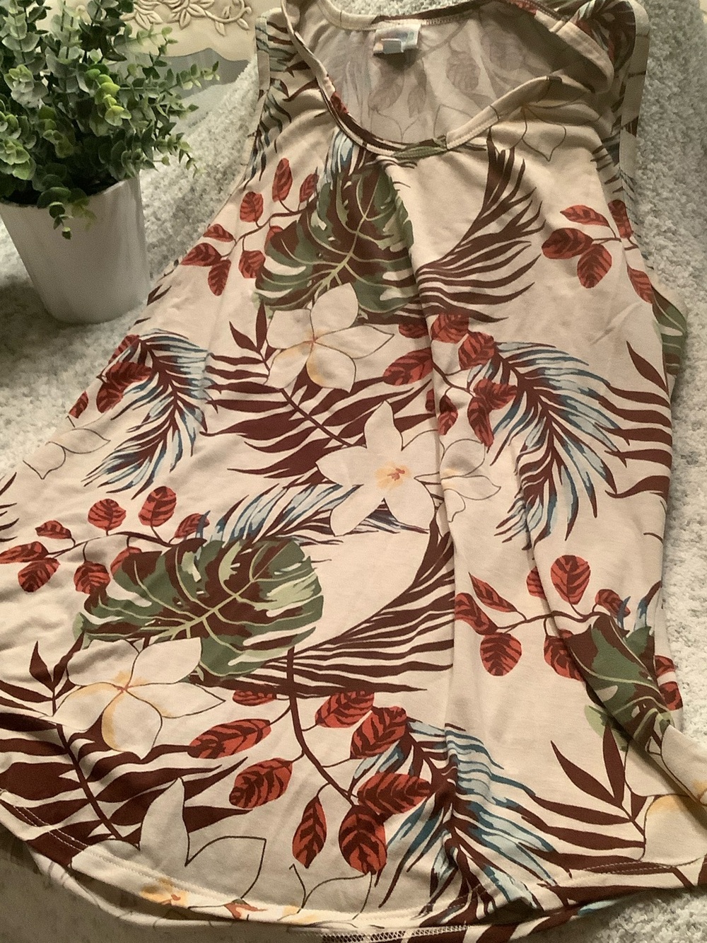 LuLaRoe Tropical Botanical Floral Tank Tunic Top Plus Size 2XL resale